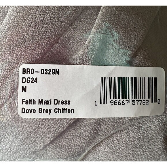 SHOW ME YOUR MUMU Faith Maxi Dress Dove Gray Chiffon‎ SIZE MEDIUM NWT - Picture 9 of 9